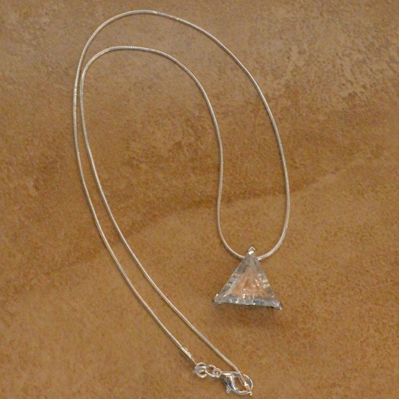 Jewelry - Sterling Silver Crystal Triangle Pendant Necklace